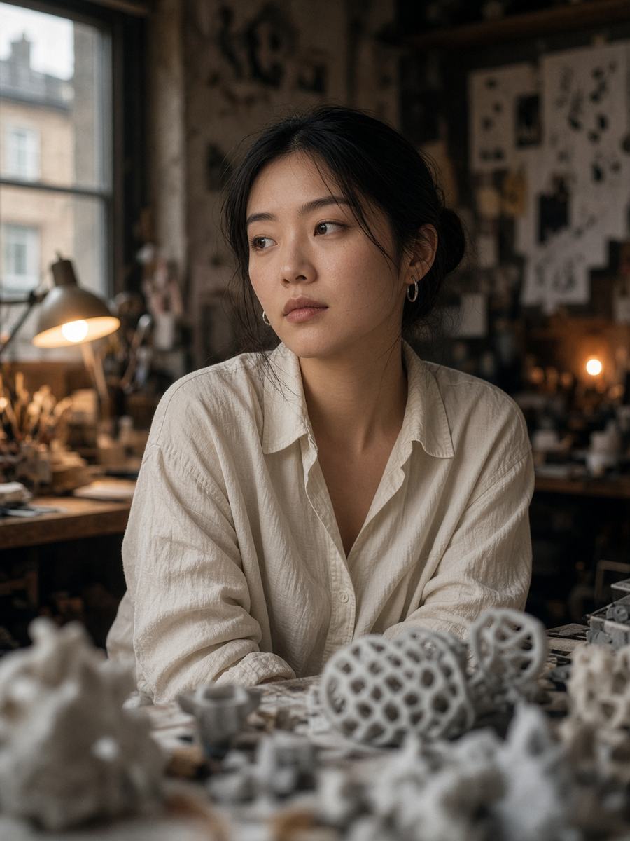 Portrait of Mio Han at a London workbench